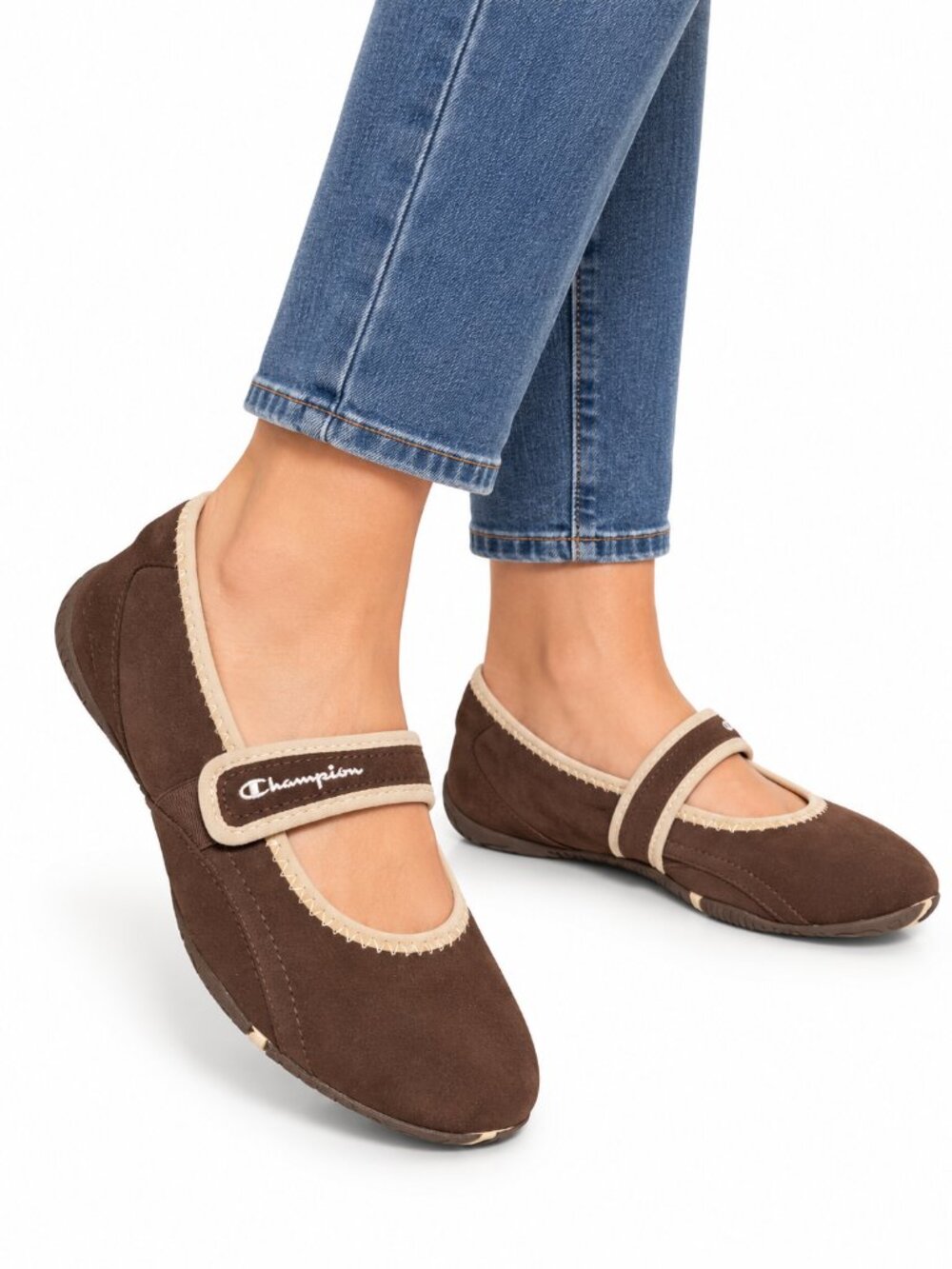 CHAMPION Vintage Suede Mary Jane Sneakerinas Brown 7.5 Ballet Flats Y2K Sneakers
